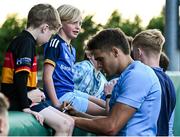 6 August 2024; Aitzol King signs autographs during a Leinster Rugby open training session at Lansdowne FC in Dublin. Photo by Harry Murphy/Sportsfile
