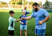 6 August 2024; Rabah Slimani with supporters during a Leinster Rugby open training session at Lansdowne FC in Dublin. Photo by Harry Murphy/Sportsfile