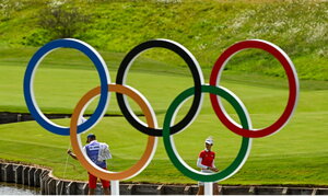 7 August 2024; Nelly Korda of Team USA leaves the fifteenth green during round one of the women's individual strokeplay at Le Golf National during the 2024 Paris Summer Olympic Games in Paris, France. Photo by Brendan Moran/Sportsfile