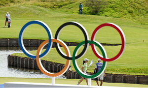 7 August 2024; Leona Maguire of Team Ireland walks off the fifteenth green during round one of the women's individual strokeplay at Le Golf National during the 2024 Paris Summer Olympic Games in Paris, France. Photo by Brendan Moran/Sportsfile