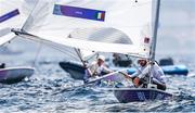 7 August 2024; Finn Lynch of Team Ireland in action during the men's dinghy medal race at Marseille Marina during the 2024 Paris Summer Olympic Games in Paris, France. Photo by Johnny Fidelin/Sportsfile