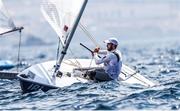 7 August 2024; Finn Lynch of Team Ireland in action during the men's dinghy medal race at Marseille Marina during the 2024 Paris Summer Olympic Games in Paris, France. Photo by Johnny Fidelin/Sportsfile