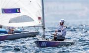 7 August 2024; Finn Lynch of Team Ireland in action during the men's dinghy medal race at Marseille Marina during the 2024 Paris Summer Olympic Games in Paris, France. Photo by Johnny Fidelin/Sportsfile