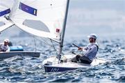 7 August 2024; Finn Lynch of Team Ireland in action during the men's dinghy medal race at Marseille Marina during the 2024 Paris Summer Olympic Games in Paris, France. Photo by Johnny Fidelin/Sportsfile
