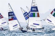 7 August 2024; Finn Lynch of Team Ireland in action during the men's dinghy medal race at Marseille Marina during the 2024 Paris Summer Olympic Games in Paris, France. Photo by Johnny Fidelin/Sportsfile