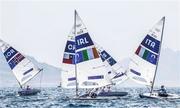 7 August 2024; Finn Lynch of Team Ireland in action during the men's dinghy medal race at Marseille Marina during the 2024 Paris Summer Olympic Games in Paris, France. Photo by Johnny Fidelin/Sportsfile