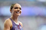 8 August 2024; Chari Hawkins of Team United States after the women's heptathlon 100m hurdles at the Stade de France during the 2024 Paris Summer Olympic Games in Paris, France. Photo by Sam Barnes/Sportsfile