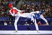 8 August 2024; Faith Dillon of Team United States, right, in action against Chaima Toumi of Team Tunisia during the women's -57kg round of 16 at the Grand Palais during the 2024 Paris Summer Olympic Games in Paris, France. Photo by Stephen McCarthy/Sportsfile