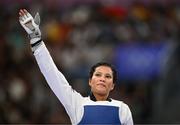8 August 2024; Faith Dillon of Team United States before her bout against Chaima Toumi of Team Tunisia in the women's -57kg round of 16 at the Grand Palais during the 2024 Paris Summer Olympic Games in Paris, France. Photo by Stephen McCarthy/Sportsfile
