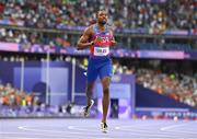 8 August 2024; Noah Lyles of Team United States after competing in the men's 200m final at the Stade de France during the 2024 Paris Summer Olympic Games in Paris, France. Photo by Sam Barnes/Sportsfile