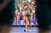 9 August 2024; Sophie Becker of Team Ireland before the women's 4 x 400m relay round 1 at the Stade de France during the 2024 Paris Summer Olympic Games in Paris, France. Photo by Sam Barnes/Sportsfile