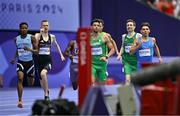9 August 2024; Mark English of Team Ireland, second from right, in action during the men's 800m semi-final at the Stade de France during the 2024 Paris Summer Olympic Games in Paris, France. Photo by Sam Barnes/Sportsfile