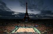 8 August 2024; Duda Lisboa and Ana Patrícia of Team Brazil in action against Mariafe Artacho del Solar and Taliqua Clancy of Team Australia during the women's beach volleyball semi final match between Team Brazil and Team Australia at the Eiffel Tower Stadium during the 2024 Paris Summer Olympic Games in Paris, France. Photo by David Fitzgerald/Sportsfile