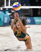 8 August 2024; Taliqua Clancy of Team Australia during the women's beach volleyball semi final match between Team Brazil and Team Australia at the Eiffel Tower Stadium during the 2024 Paris Summer Olympic Games in Paris, France. Photo by David Fitzgerald/Sportsfile