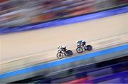 9 August 2024; Alice Sharpe of Team Ireland, right, during the women's madison final at the Saint-Quentin-en-Yvelines National Velodrome during the 2024 Paris Summer Olympic Games in Paris, France. Photo by David Fitzgerald/Sportsfile