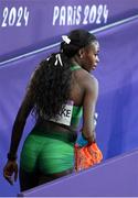 9 August 2024; Rhasidat Adeleke of Team Ireland after the women's 400m final at the Stade de France during the 2024 Paris Summer Olympic Games in Paris, France. Photo by Stephen McCarthy/Sportsfile