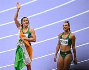 10 August 2024; Phil Healy, left, and Sophie Becker of Team Ireland during the women's 4 x 400m relay final at the Stade de France during the 2024 Paris Summer Olympic Games in Paris, France. Photo by Brendan Moran/Sportsfile