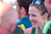 11 August 2024; Fionnuala McCormack of Team Ireland speaks to media after the women's marathon at Esplanade des Invalides during the 2024 Paris Summer Olympic Games in Paris, France. Photo by Sam Barnes/Sportsfile