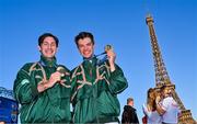 5 August 2024; Olympic Champions in lightweight men's double sculls Paul O'Donovan and Fintan McCarthy at the Champions Park at the Trocadero during the 2024 Paris Summer Olympic Games in Paris, France. Photo by Brendan Moran/Sportsfile