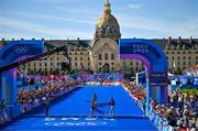 11 August 2024; Sifan Hassan of Team Netherlands celebrates as she crosses the finish line to win the women's marathon at Esplanade des Invalides during the 2024 Paris Summer Olympic Games in Paris, France. Photo by Sam Barnes/Sportsfile