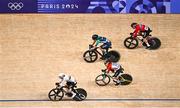 11 August 2024; Lara Gillespie of Team Ireland, centre, during the women's omnium points race at the Saint-Quentin-en-Yvelines National Velodrome during the 2024 Paris Summer Olympic Games in Paris, France. Photo by David Fitzgerald/Sportsfile