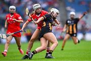 11 August 2024; Jane Cass of Kilkenny in action against Niamh O'Regan of Cork during the All-Ireland Premier Intermediate Camogie Championship final between Cork and Kilkenny at Croke Park in Dublin. Photo by Piaras Ó Mídheach/Sportsfile