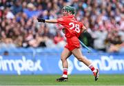 11 August 2024; Fiona Nelligan of Cork celebrates after scoring what proved to be the winning point during the All-Ireland Premier Intermediate Camogie Championship final between Cork and Kilkenny at Croke Park in Dublin. Photo by Piaras Ó Mídheach/Sportsfile