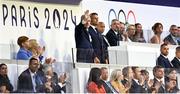 11 August 2024; Thomas Bach, President, IOC, left, and Emmanuel Macron, President of France during the closing ceremony of the 2024 Paris Summer Olympic Games at Stade de France in Paris, France. Photo by David Fitzgerald/Sportsfile