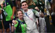 11 August 2024; Aidan Walsh of Team Ireland with coach Lynne McEnery during the closing ceremony of the 2024 Paris Summer Olympic Games at Stade de France in Paris, France. Photo by David Fitzgerald/Sportsfile