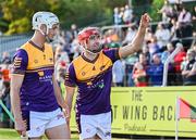 12 August 2024; Limerick hurlers, Kyle Hayes, left, and Barry Nash before the Hurling for Cancer Research 2024 charity match at Netwatch Cullen Park in Carlow. Photo by Piaras Ó Mídheach/Sportsfile