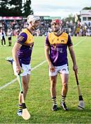 12 August 2024; Limerick hurlers, Kyle Hayes, left, and Barry Nash before the Hurling for Cancer Research 2024 charity match at Netwatch Cullen Park in Carlow. Photo by Piaras Ó Mídheach/Sportsfile