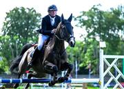 14 August 2024; Jason Foley competing on Ballyshan B F Super Hero in the Six Year Olds competition during the Dublin Horse Show 2024 at the RDS in Dublin. Photo by Shauna Clinton/Sportsfile