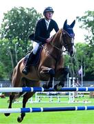 14 August 2024; Max Foley competing on Hhs Arezzo in the Six Year Olds competition during the Dublin Horse Show 2024 at the RDS in Dublin. Photo by Shauna Clinton/Sportsfile
