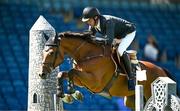 14 August 2024; Harrie Smolders of the Netherlands competing on Kaspar R in the Speed Stakes during the Dublin Horse Show 2024 at the RDS in Dublin. Photo by Shauna Clinton/Sportsfile