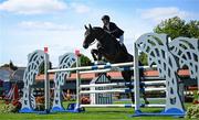 14 August 2024; Thibeau Spits of Germany competing on Impress-K Van 'T Kattenheye Z in the Minerva Stakes during the Dublin Horse Show 2024 at the RDS in Dublin. Photo by Shauna Clinton/Sportsfile
