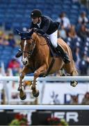 14 August 2024; Edouard Schmitz of Switzerland competing on Abdul-Jabbar du Gibet in the Sport Ireland Classic during the Dublin Horse Show 2024 at the RDS in Dublin. Photo by Shauna Clinton/Sportsfile