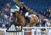 14 August 2024; Michael Prender of Ireland competing on Hhs Los Angeles in the Sport Ireland Classic during the Dublin Horse Show 2024 at the RDS in Dublin. Photo by Shauna Clinton/Sportsfile