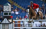 14 August 2024; Spencer Smith of USA competing on Hhs Seattle in the Sport Ireland Classic during the Dublin Horse Show 2024 at the RDS in Dublin. Photo by Shauna Clinton/Sportsfile