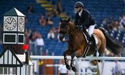 14 August 2024; Shane Sweetnam of Ireland competing on Irandole du Flot in the Sport Ireland Classic during the Dublin Horse Show 2024 at the RDS in Dublin. Photo by Shauna Clinton/Sportsfile