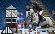 14 August 2024; Niamh McEvoy of Ireland competing on Jasmin Da Hermida in the Sport Ireland Classic during the Dublin Horse Show 2024 at the RDS in Dublin. Photo by Shauna Clinton/Sportsfile