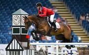 14 August 2024; McIain Ward of USA competing on First Lady in the Sport Ireland Classic during the Dublin Horse Show 2024 at the RDS in Dublin. Photo by Shauna Clinton/Sportsfile