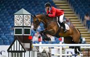 14 August 2024; McIain Ward of USA competing on First Lady in the Sport Ireland Classic during the Dublin Horse Show 2024 at the RDS in Dublin. Photo by Shauna Clinton/Sportsfile