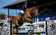 14 August 2024; Bertram Allen of Ireland competing on Gary de Cerisy in the Speed Stakes during the Dublin Horse Show 2024 at the RDS in Dublin. Photo by Shauna Clinton/Sportsfile