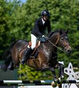 14 August 2024; Martin Fuchs of Switzerland competing on Conner Jei in the Speed Stakes during the Dublin Horse Show 2024 at the RDS in Dublin. Photo by Shauna Clinton/Sportsfile