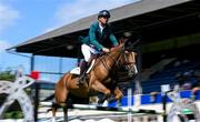 14 August 2024; Steve Guerdat of Switzerland competing on Albfuehren's Iashin Sitte in the Speed Stakes during the Dublin Horse Show 2024 at the RDS in Dublin. Photo by Shauna Clinton/Sportsfile