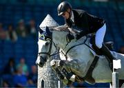 14 August 2024; Daniel Coyle of Ireland competing on Lena VDL in the Speed Stakes during the Dublin Horse Show 2024 at the RDS in Dublin. Photo by Shauna Clinton/Sportsfile