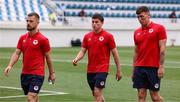 15 August 2024; St Patrick's Athletic players, including Kian Leavy, centre, before the UEFA Conference League third qualifying round second leg match between Sabah and St Patrick's Athletic at Alinja Stadium in Baku, Azerbaijan. Photo by Ehtiram Jabi/Sportsfile