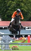 16 August 2024; Michael Greeve of Netherlands, competing on Denver, during Aga Khan Day at the Dublin Horse Show at the RDS Arena in Dublin. Photo by David Fitzgerald/Sportsfile