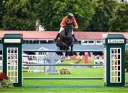 16 August 2024; Michael Greeve of Netherlands, competing on Denver, during Aga Khan Day at the Dublin Horse Show at the RDS Arena in Dublin. Photo by David Fitzgerald/Sportsfile