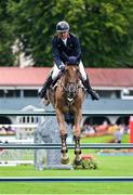 16 August 2024; Francois Xavier Boudant of France, competing on Brazyl du Mezel, during Aga Khan Day at the Dublin Horse Show at the RDS Arena in Dublin. Photo by David Fitzgerald/Sportsfile